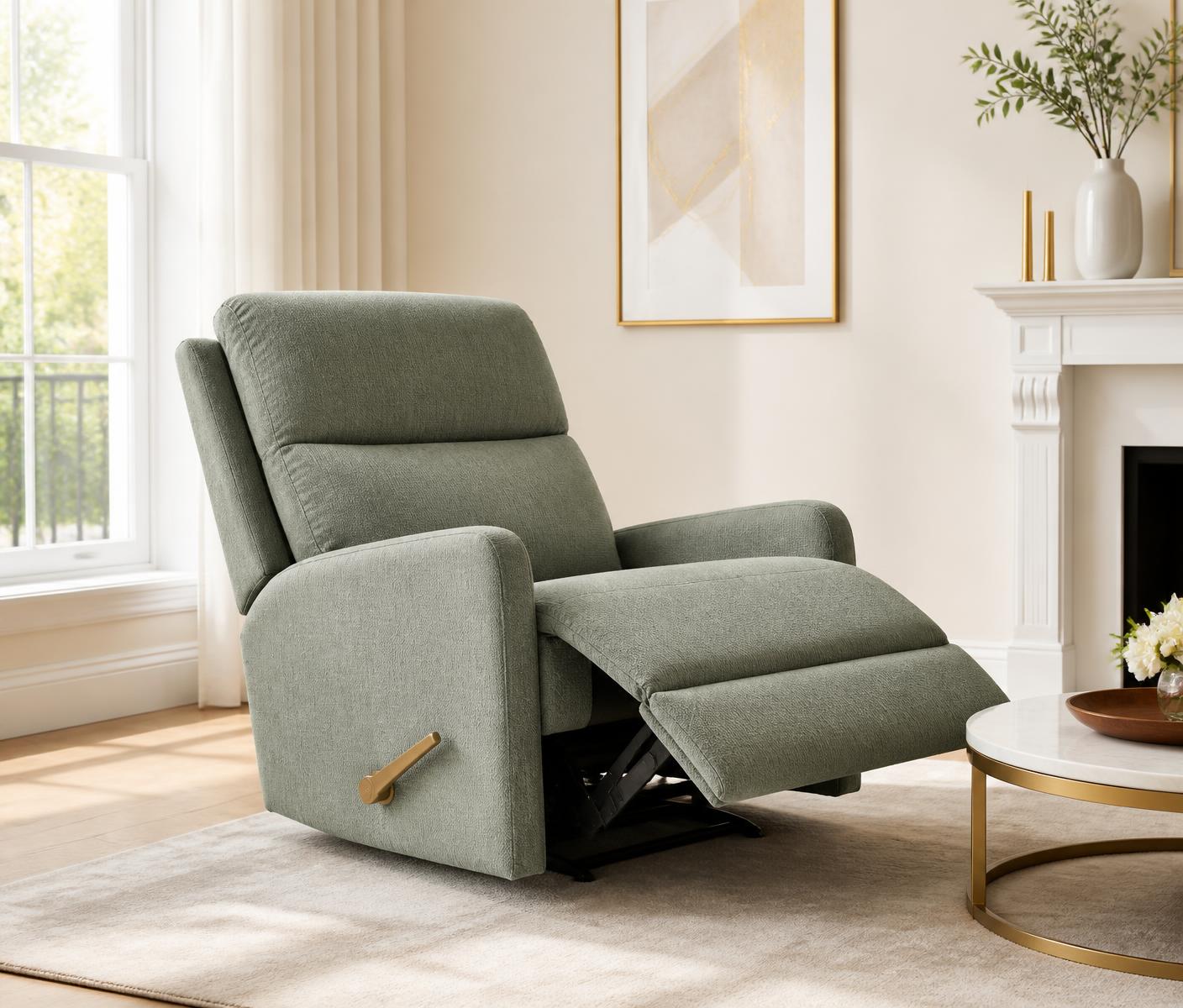 Luxury recliner in a bright living room